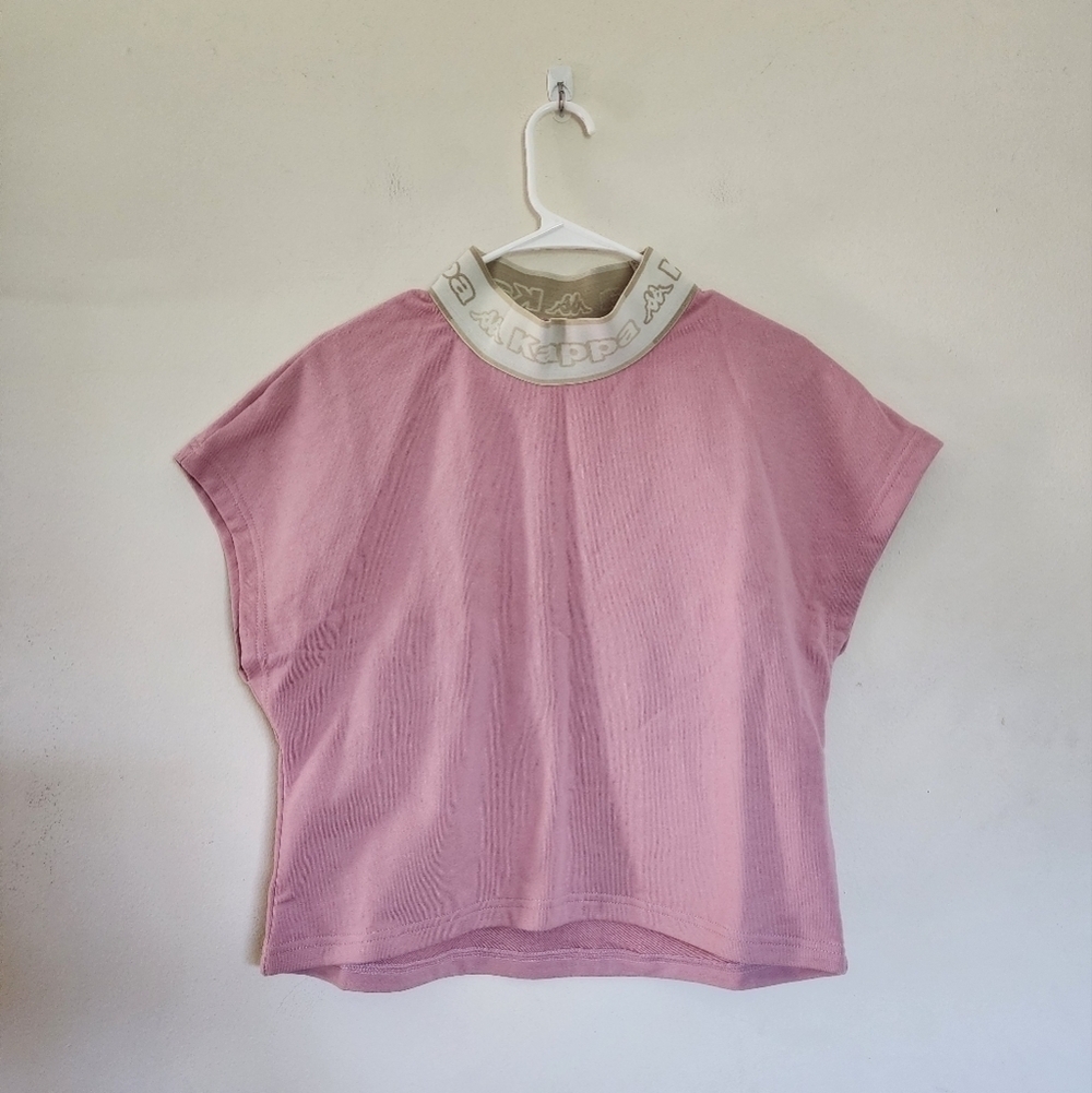 NWT Kappa Logo Tape Elero Short Sleeve Fleece Pink Size Small